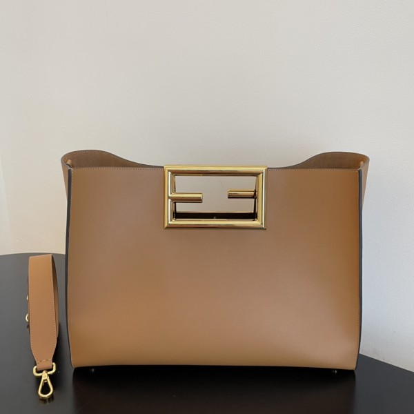 FENDI Large Caramel Way New Double F Buckle Handbag
